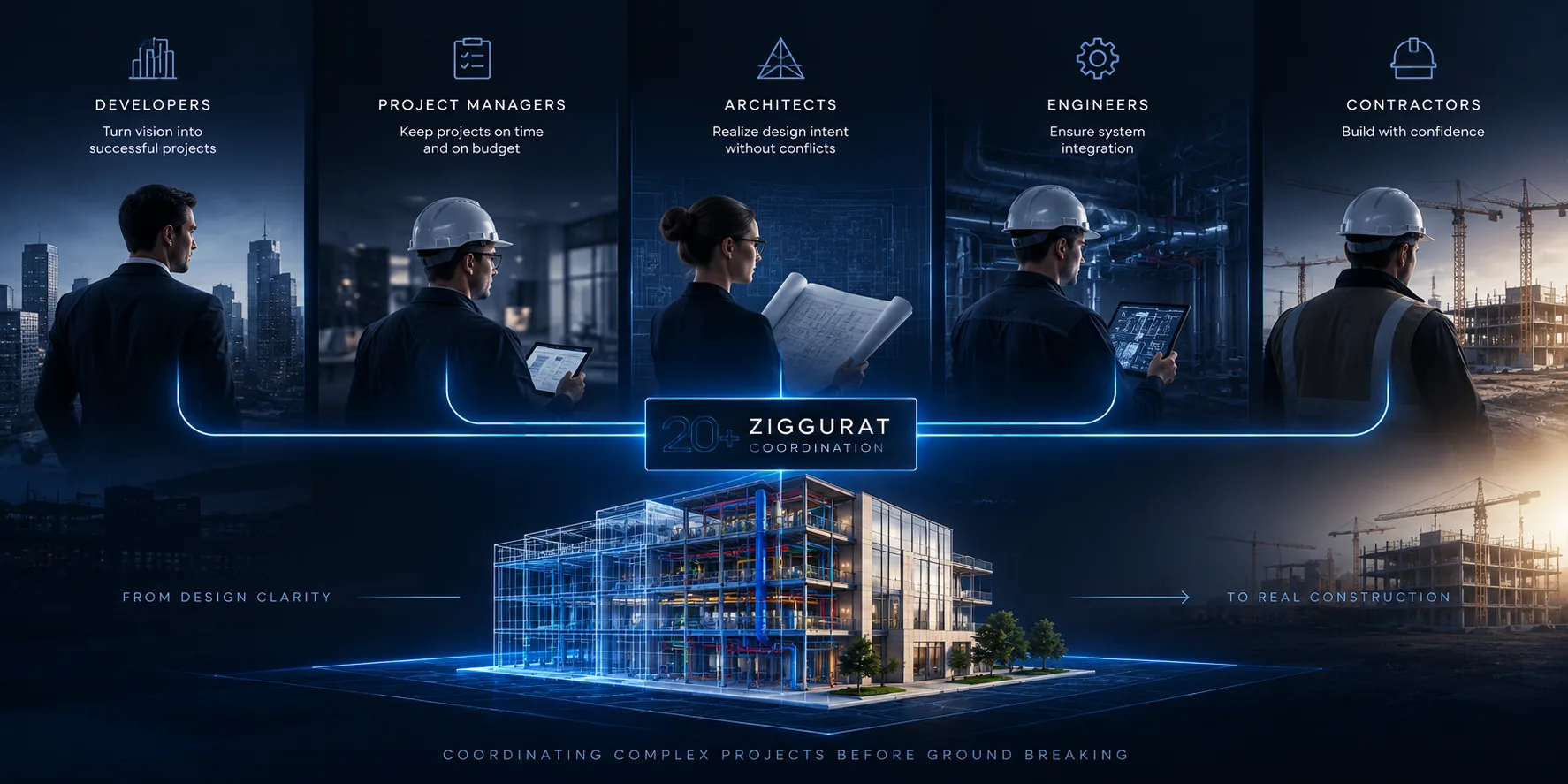 BIM-координація Ziggurat для девелоперів, керівників проєктів, архітекторів, інженерів і підрядників