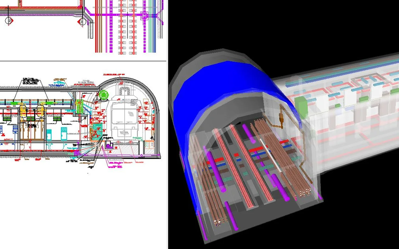 Координаційне креслення та тривимірна BIM-модель залізничного тунелю Гілон