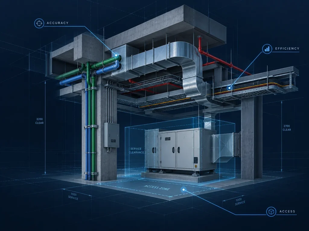 BIM-координація технічної зони з обладнанням, трубопроводами та сервісними проходами